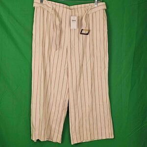 NWT J Jill Womens Barleymult Striped‎ Linen Blend Wide Leg Pants Large